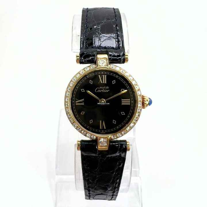  Cartier VERMEIL 24mm Quartz GP Silver 0.68TCW Diamond Watch </h1> 