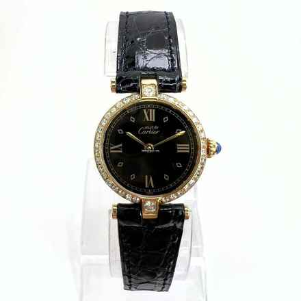  Cartier VERMEIL 24mm Quartz GP Silver 0.68TCW Diamond Watch </h1> 