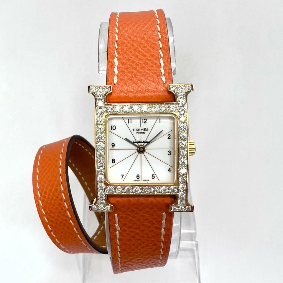 Hermès Heure H 25mm Two Tone 0.91TCW DIAMONDS Hermes Double Tour Band  Watch </h1>