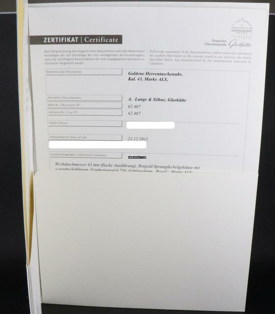 Thumbnail von A. Lange & Söhne Glashütte 1A Taschenuhr 18KT. Inkl. Stammbuchauszug SAMMLERZUSTAND