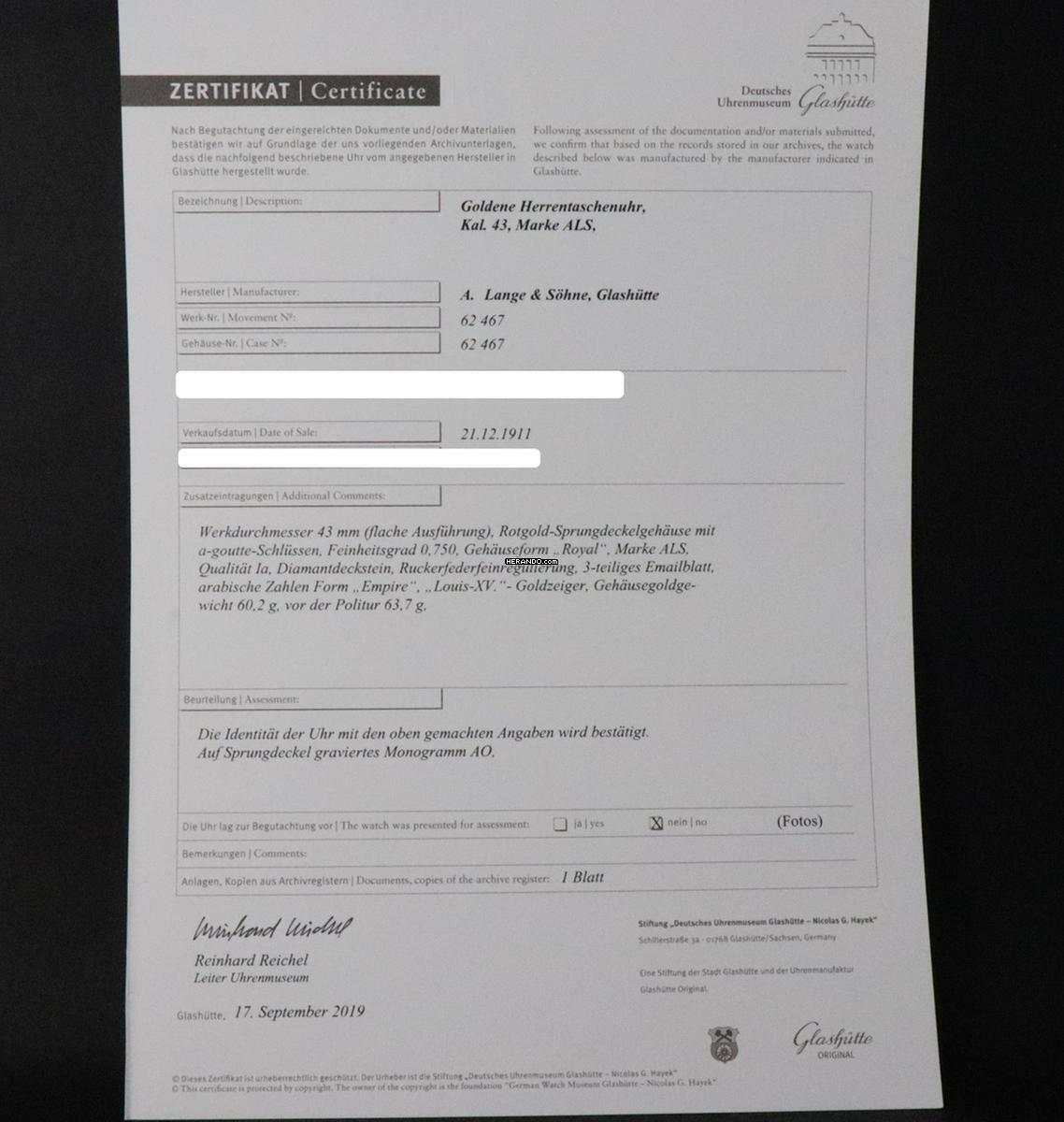 Thumbnail von A. Lange & Söhne Glashütte 1A Taschenuhr 18KT. Inkl. Stammbuchauszug SAMMLERZUSTAND