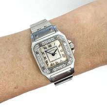 Thumbnail von Cartier Santos Galbée 24mm Quartz Steel 0.69TCW Diamond Watch </h1>