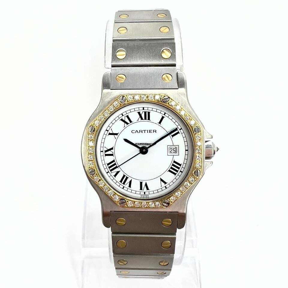 Cartier Santos OCTAGON Automatic 31mm 2 Tone ~0.50TCW DIAMOND Watch  </h1> 