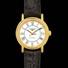 Thumbnail von Longines Présence L43212112 - Présence Automatic White Dial Black Leather Strap Ladies Watch </h1>
