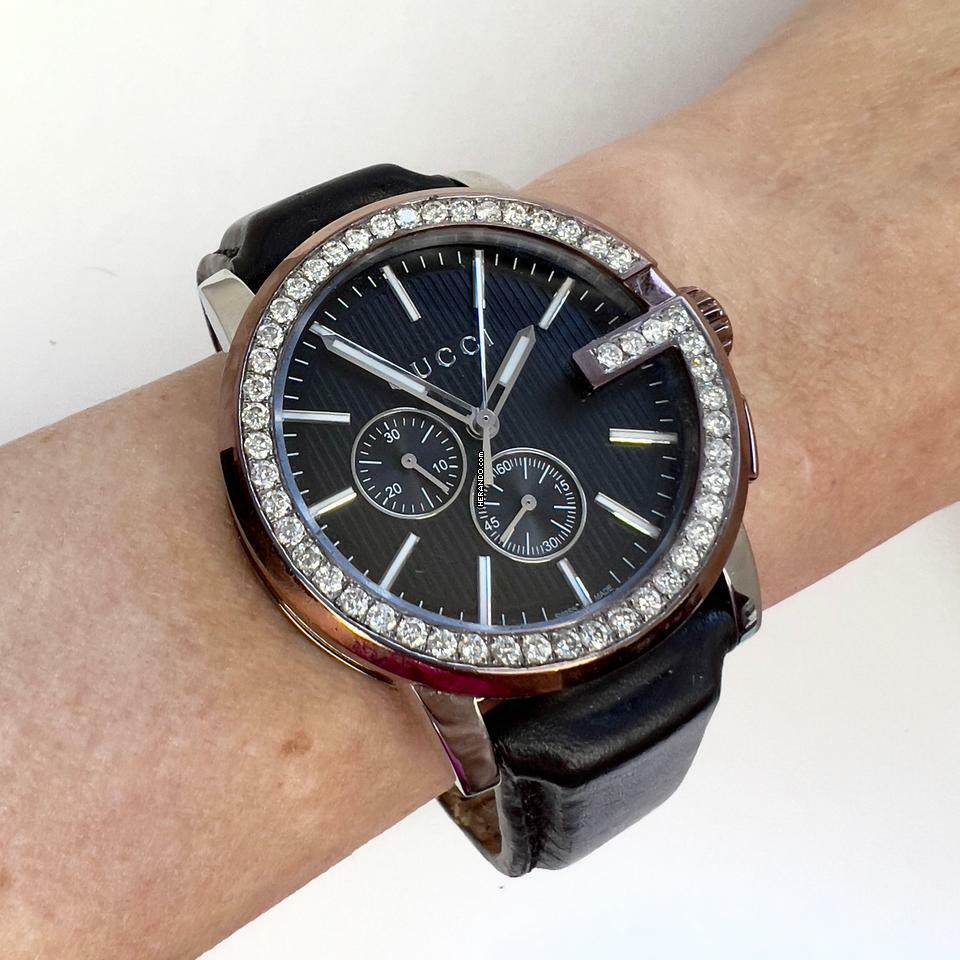 Thumbnail von Gucci G Chronograph Quartz 44mm Steel 2.22TCW DIAMOND Watch </h1>