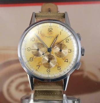  Universal Genève Compax Oversize 46mm Compax Chronograph with amazing patina mint rare vintage Pilot 