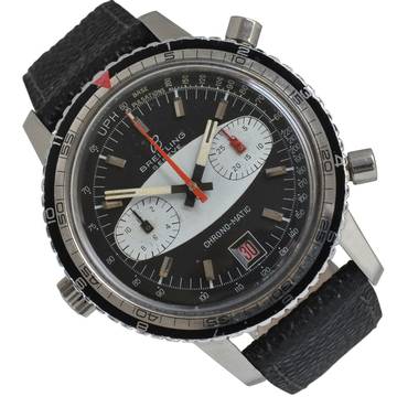  Breitling Chrono-Matic 2110 automatic Panda black dial 1970's </h1> 