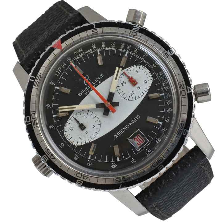  Breitling Chrono-Matic 2110 automatic Panda black dial 1970's </h1> 