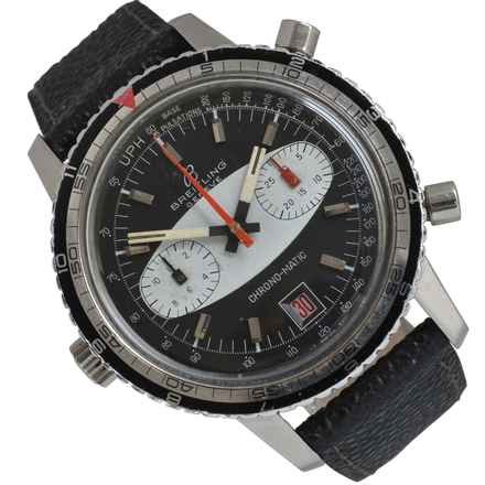  Breitling Chrono-Matic 2110 automatic Panda black dial 1970's </h1> 