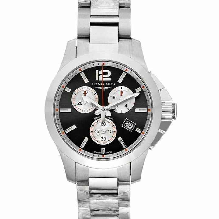  Longines Conquest L33794796 - Longines Conquest Quartz Black Dial Stainless Steel Men's Watch </h1> 
