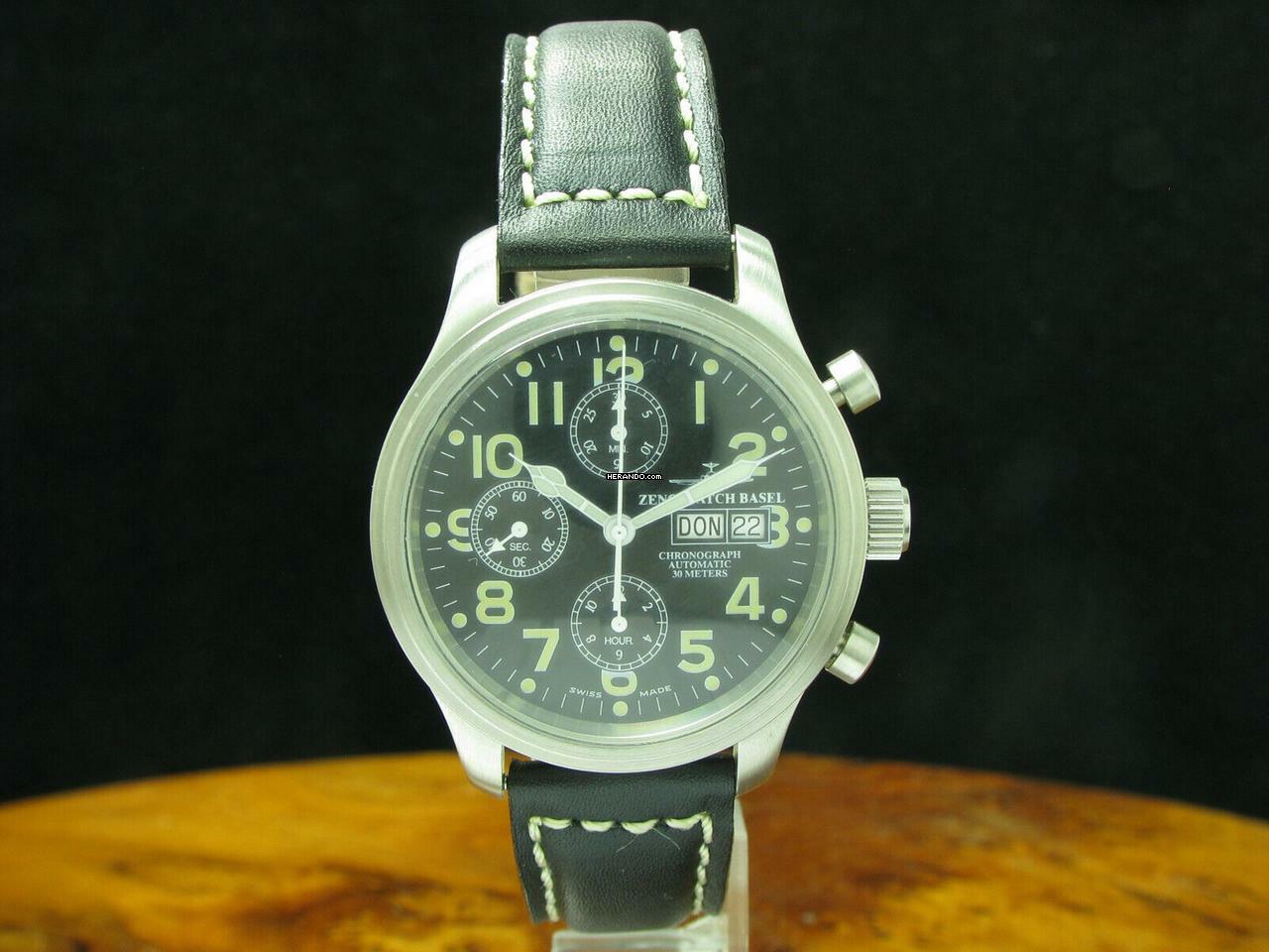  Zeno-Watch Basel NC Pilot Edelstahl Automatic Herrenuhr / Fliegeruhr / Ref 9557 </h1> 