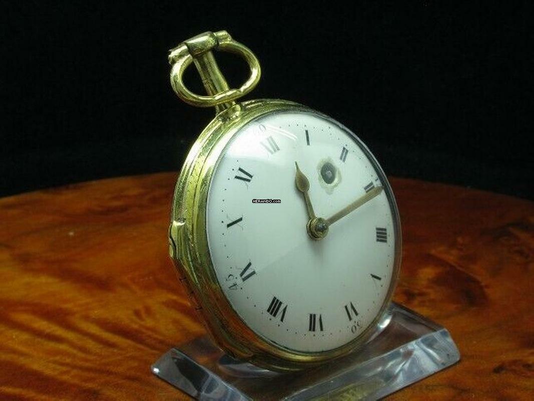 Thumbnail von Leton Messing Open Face Spindeltaschenuhr Mit Schnecke & Kette </h1>