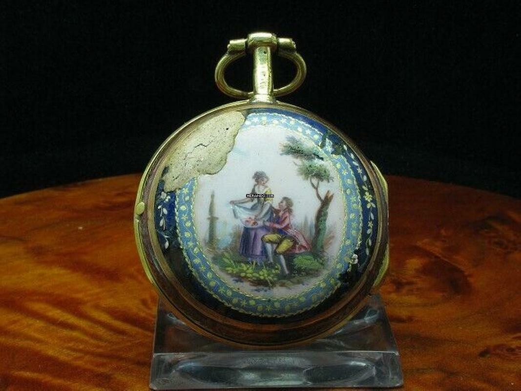 Thumbnail von Leton Messing Open Face Spindeltaschenuhr Mit Schnecke & Kette </h1>