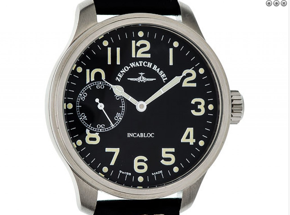 ZENO Pilot Oversized Handaufzug mit Glasboden 8558-9-a1