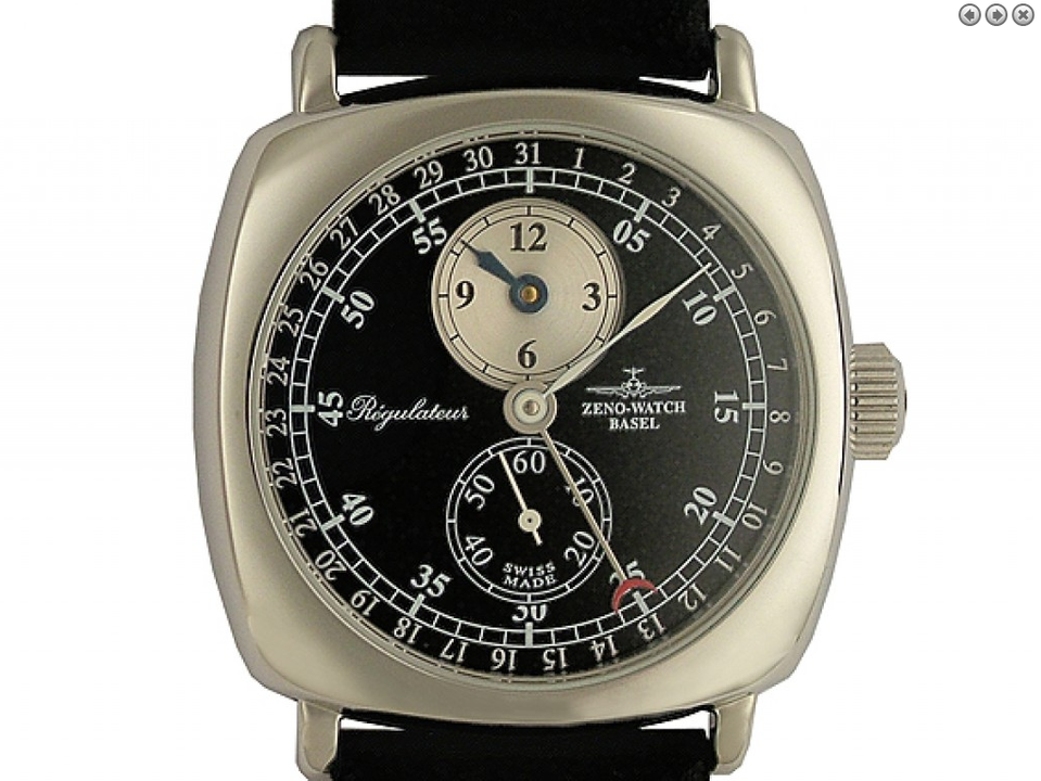 Zeno Watch Basel Regulator Zeigerdatum Handaufzug 