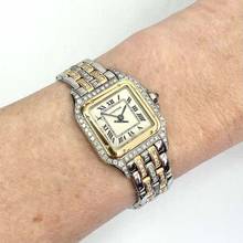 Thumbnail von Cartier Panthère Quartz 23mm 2 Row Gold ~1.2TCW Diamond Watch </h1>