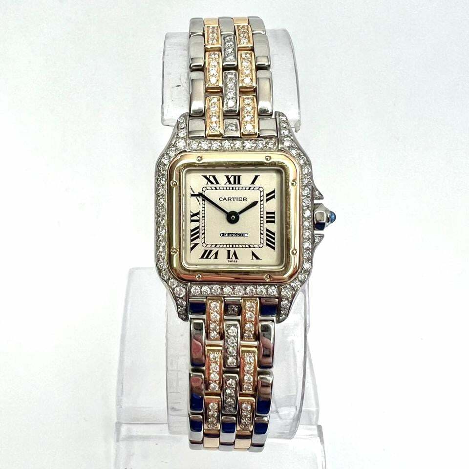 Cartier Panthère Quartz 23mm 2 Row Gold ~1.2TCW Diamond Watch </h1>
