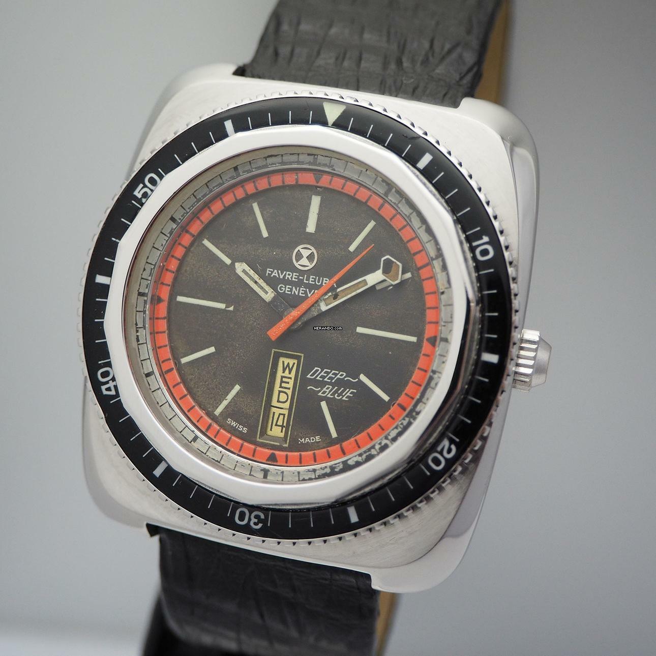 Favre-Leuba Deep Blue Vintage Automatik Stahl/Leder