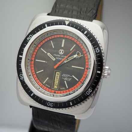  Favre-Leuba Deep Blue Vintage Automatik Stahl/Leder 