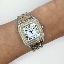 Thumbnail von Cartier Panthère 27mm 2 Row Gold Quartz ~1.16TCW DIAMOND Watch </h1>