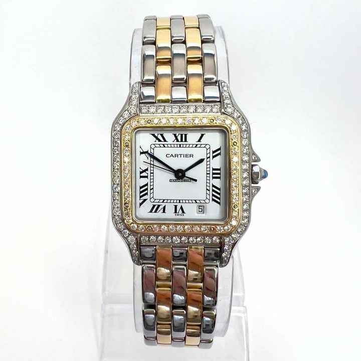  Cartier Panthère 27mm 2 Row Gold Quartz ~1.16TCW DIAMOND Watch </h1> 