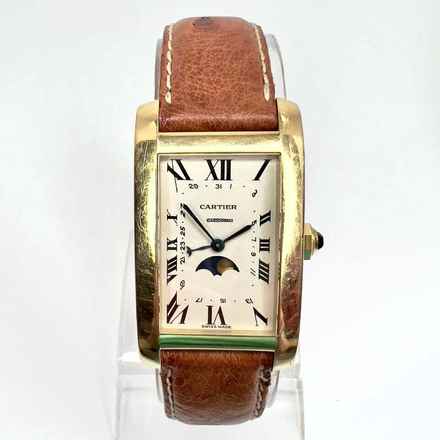  Cartier Tank Américaine Quartz 18K Yellow Gold Moon Phase Watch </h1> 