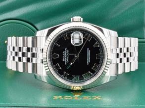 Thumbnail von Rolex Datejust 36 Black Roman Dial - Full Set 36mm