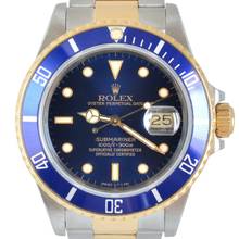 Thumbnail von Rolex Submariner Date 16803 blue dial Full Set 1988’s </h1>