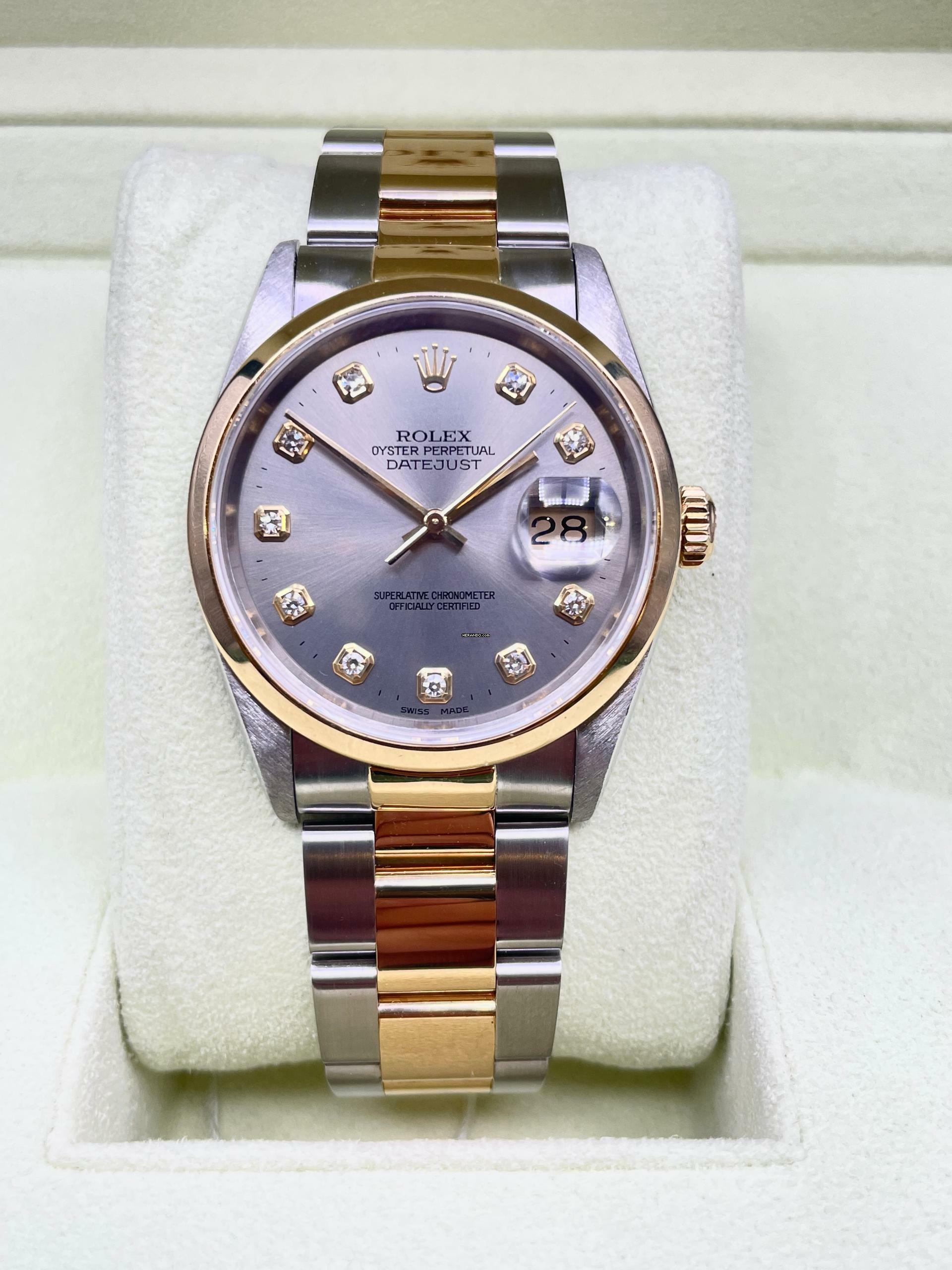  Rolex Datejust 36 Grey Rhodium Diamond MINT CONDITION watch only 