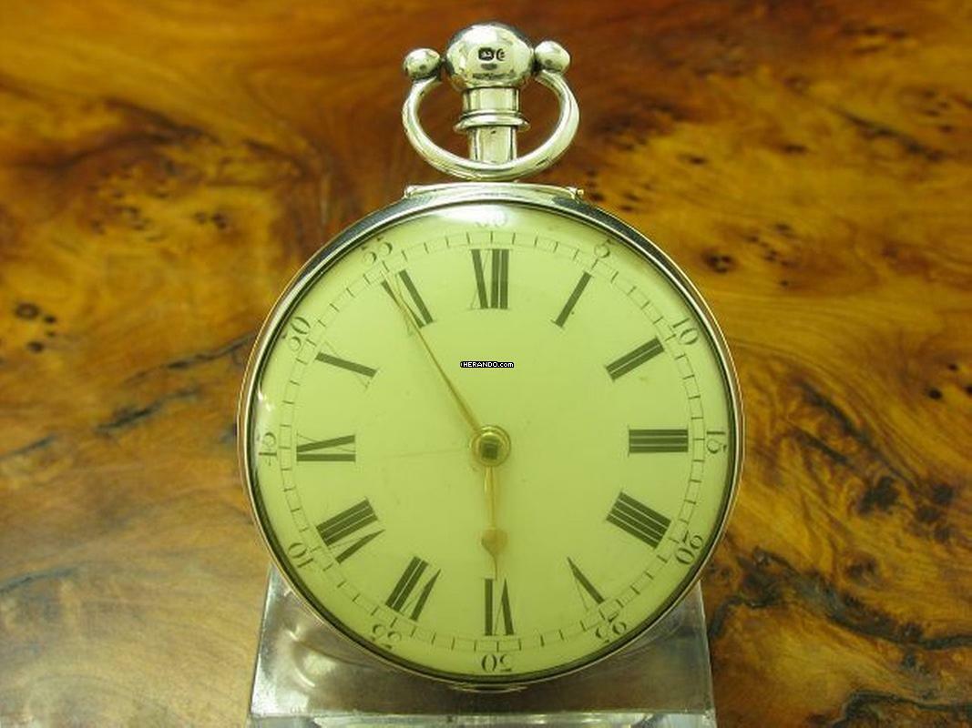 Thumbnail von Manners London 925 Silber Open Face Spindeltaschenuhr Um 1820 Schlüsselaufzug </h1>
