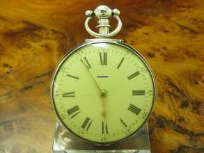 Thumbnail von Manners London 925 Silber Open Face Spindeltaschenuhr Um 1820 Schlüsselaufzug </h1>