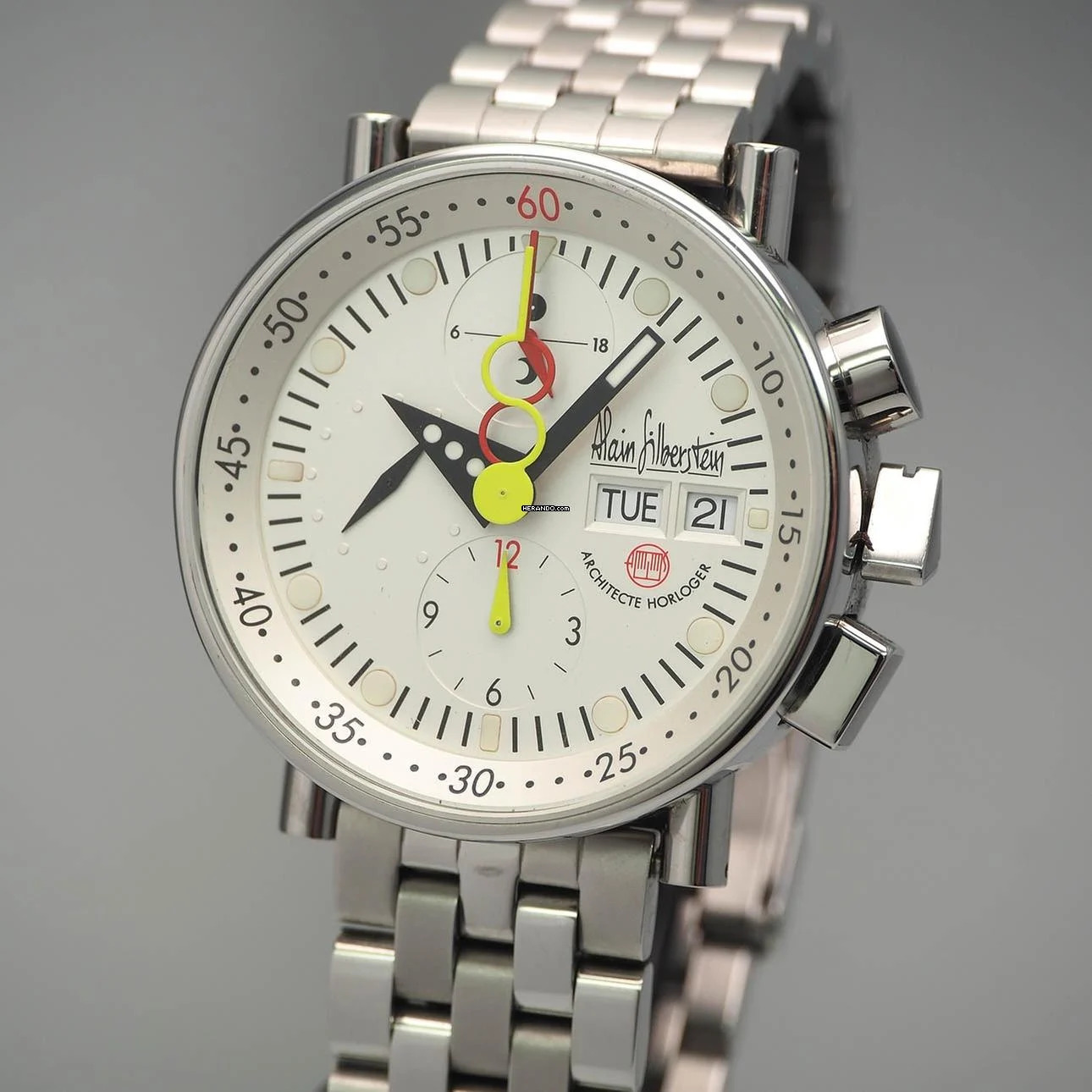Alain Silberstein Bauhaus Krono Chronograph LWO 5100 Stahl/Stahl Box+Papiere