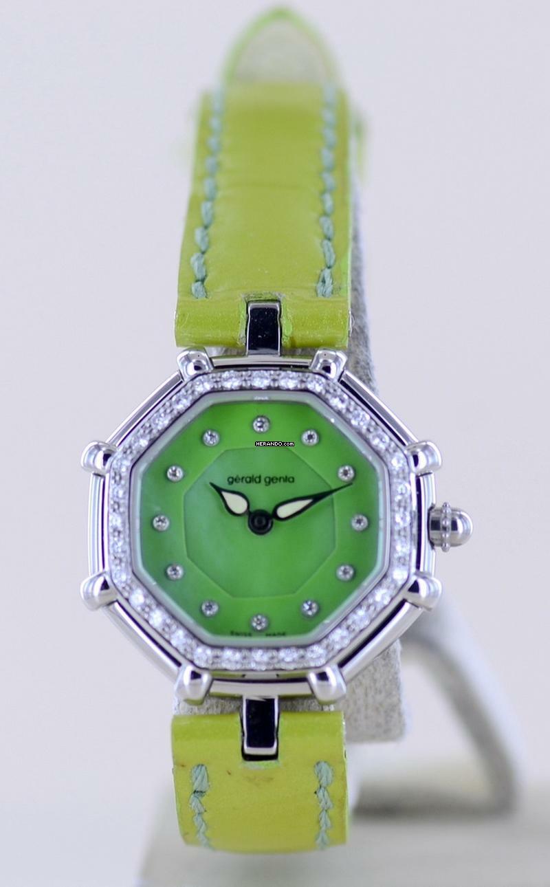 Thumbnail von Gérald Genta Success green Diamond MOP Dial Luxusuhr super rar </h1>