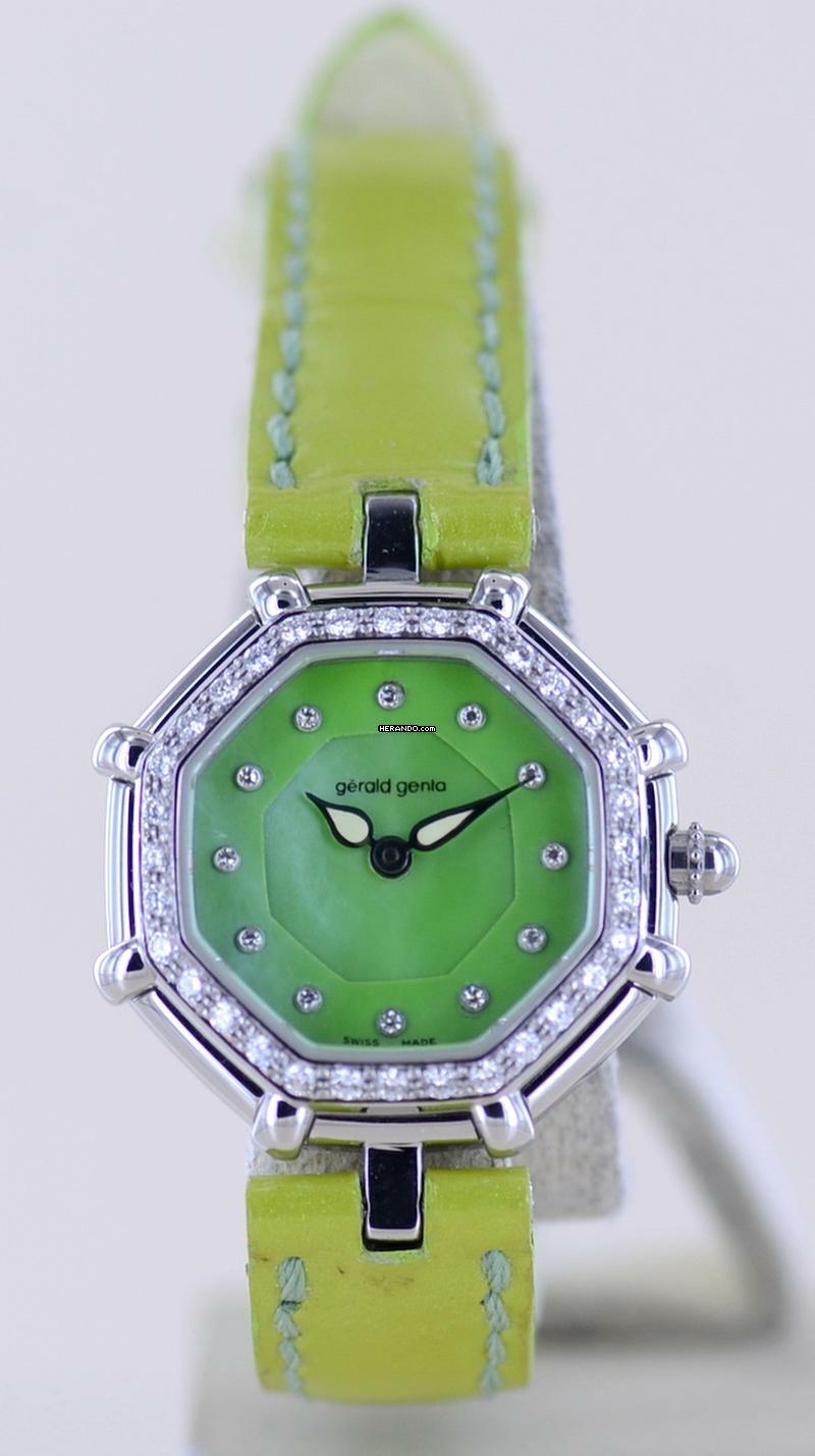 Thumbnail von Gérald Genta Success green Diamond MOP Dial Luxusuhr super rar </h1>