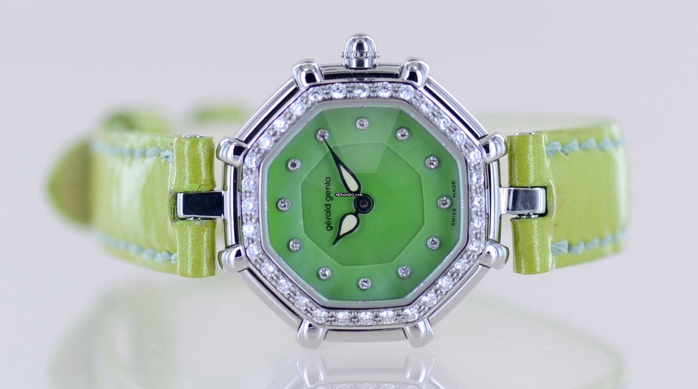 Thumbnail von Gérald Genta Success green Diamond MOP Dial Luxusuhr super rar </h1>