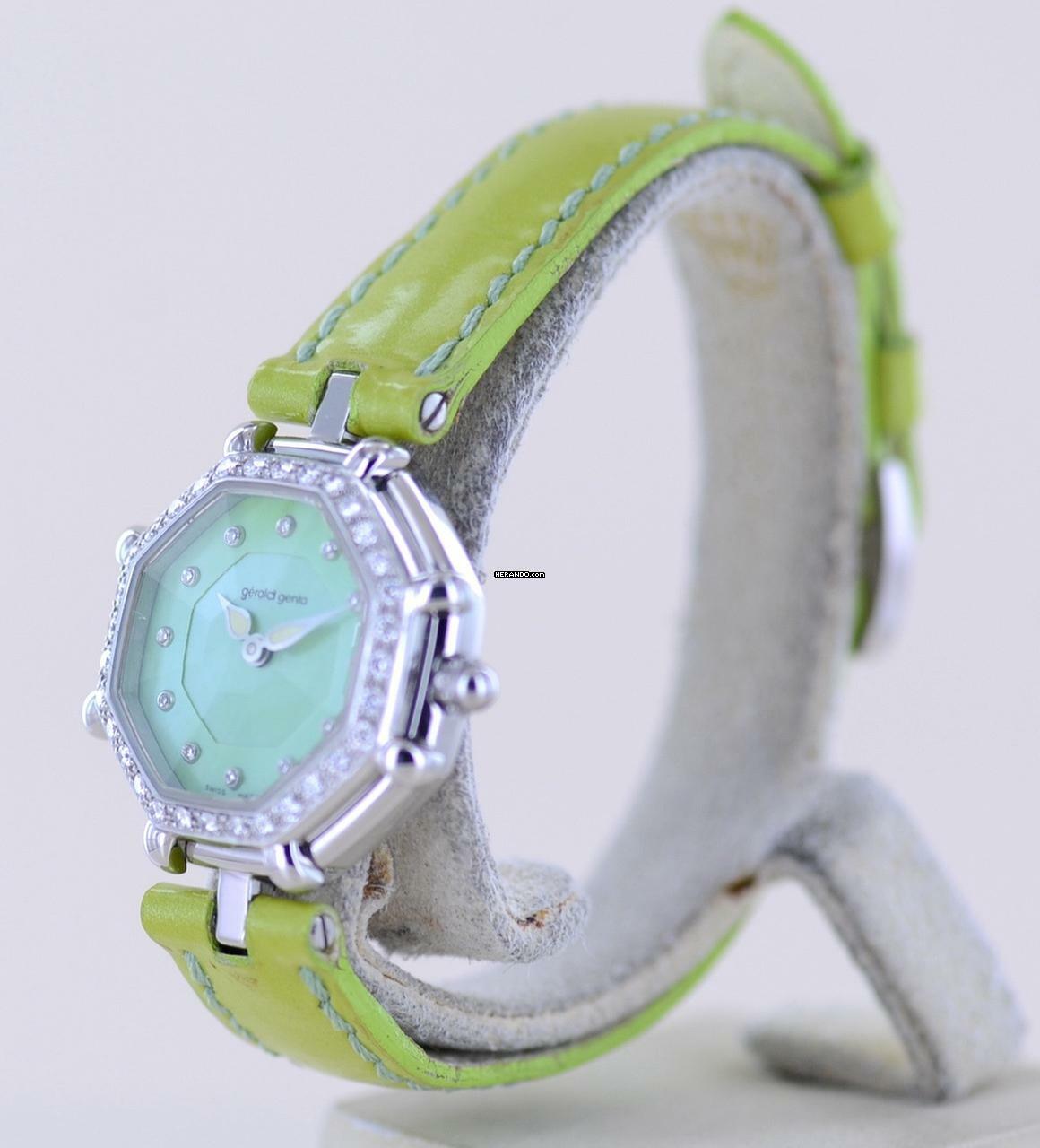 Thumbnail von Gérald Genta Success green Diamond MOP Dial Luxusuhr super rar </h1>