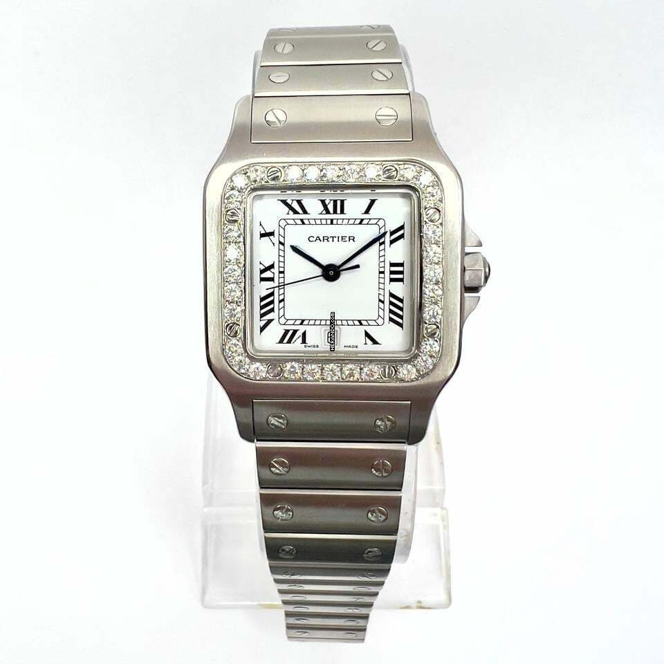  Cartier Santos Galbée 29mm Quartz Steel 0.85TCW Diamond Watch </h1> 