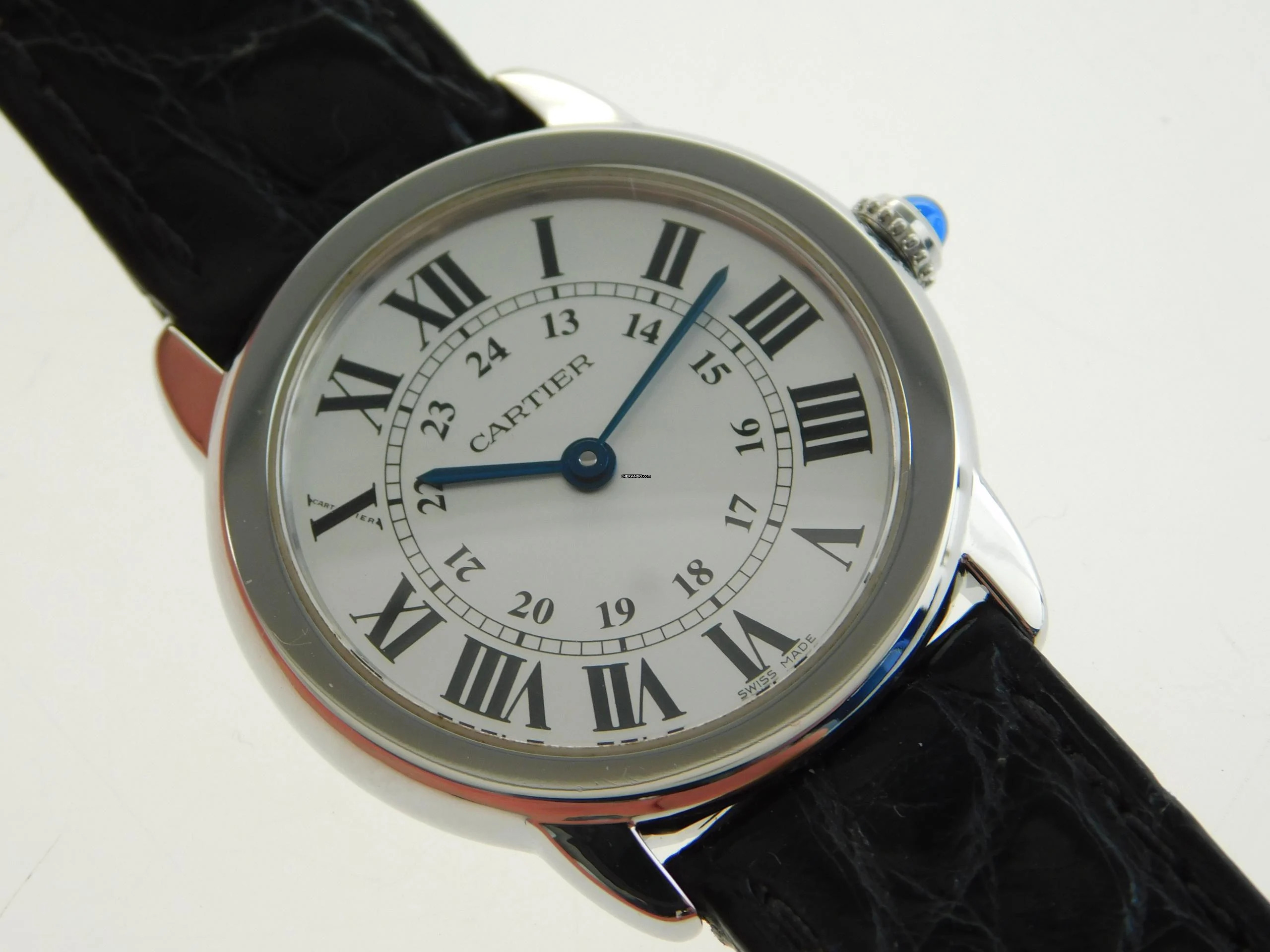  Cartier Ronde Solo de Cartier Damenuhr 29mm Stahl mit Krokoband uns Faltschließe </h1> 
