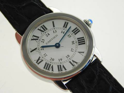  Cartier Ronde Solo de Cartier Damenuhr 29mm Stahl mit Krokoband uns Faltschließe </h1> 