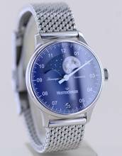 Thumbnail von Meistersinger Lunascope Blue Dial Moon Stahlband 40mm Automatik Einzeiger B+P </h1>