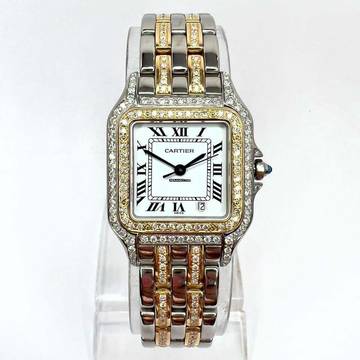  Cartier Panthère 27mm 2 Row Gold Quartz 3.70TCW DIAMOND Watch </h1> 