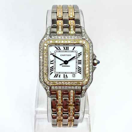  Cartier Panthère 27mm 2 Row Gold Quartz 3.70TCW DIAMOND Watch </h1> 