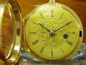 Thumbnail von Kloppfer 18kt 750 Gold Open Face Schlüsselaufzug Taschenuhr / Durchmesser 47,5mm </h1>