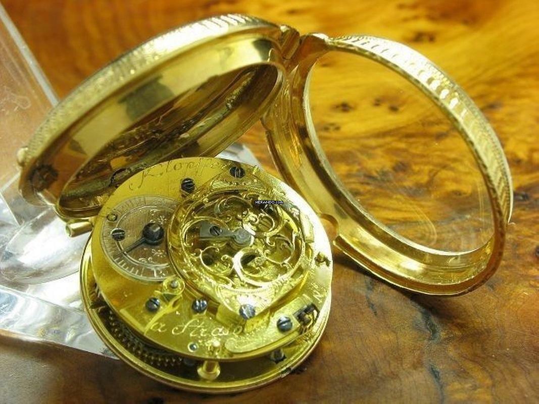 Thumbnail von Kloppfer 18kt 750 Gold Open Face Schlüsselaufzug Taschenuhr / Durchmesser 47,5mm </h1>