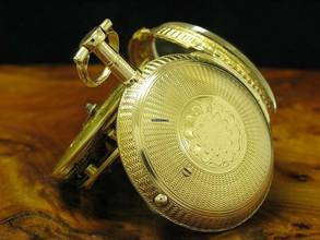 Thumbnail von Kloppfer 18kt 750 Gold Open Face Schlüsselaufzug Taschenuhr / Durchmesser 47,5mm </h1>