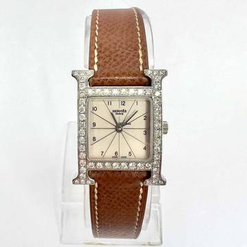  Hermès Heure H Steel Watch 0.91TCW DIAMOND Bezel Watch </h1> 