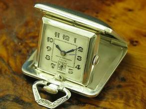 Thumbnail von Talis 925 Sterling Silber Handaufzug Klapptaschenuhr / Reiseuhr </h1>