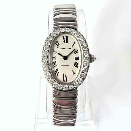  Cartier Baignoire 23mm 18K White Gold 3.2TCW Diamond Watch </h1> 