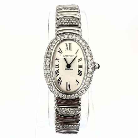  Cartier Baignoire 23mm Quartz 18K White Gold 2.86TCW Diamond Watch </h1> 