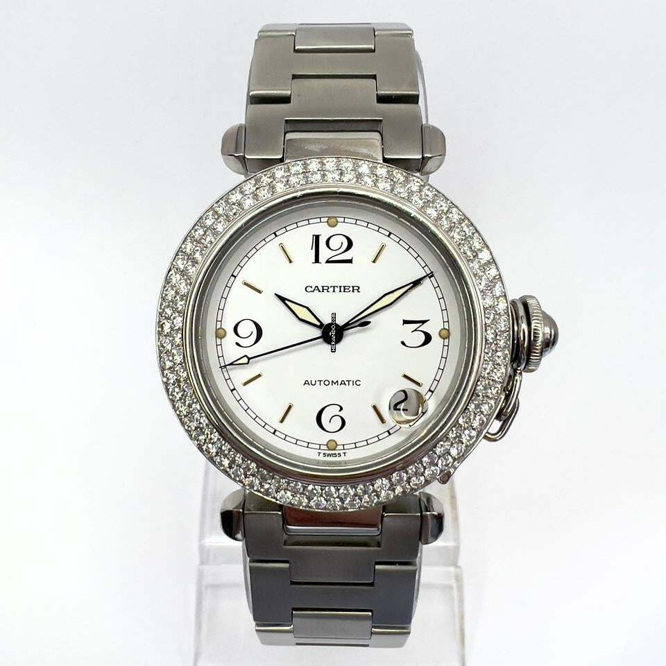 Cartier Pasha Automatic 35mm Steel 1.81TCW DIAMOND Watch </h1>